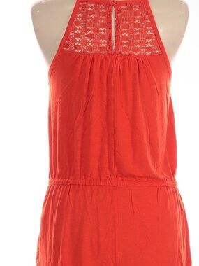 Old Navy Coral Halter Crochet-Detail Jumpsuit